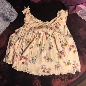 Pink floral crop top